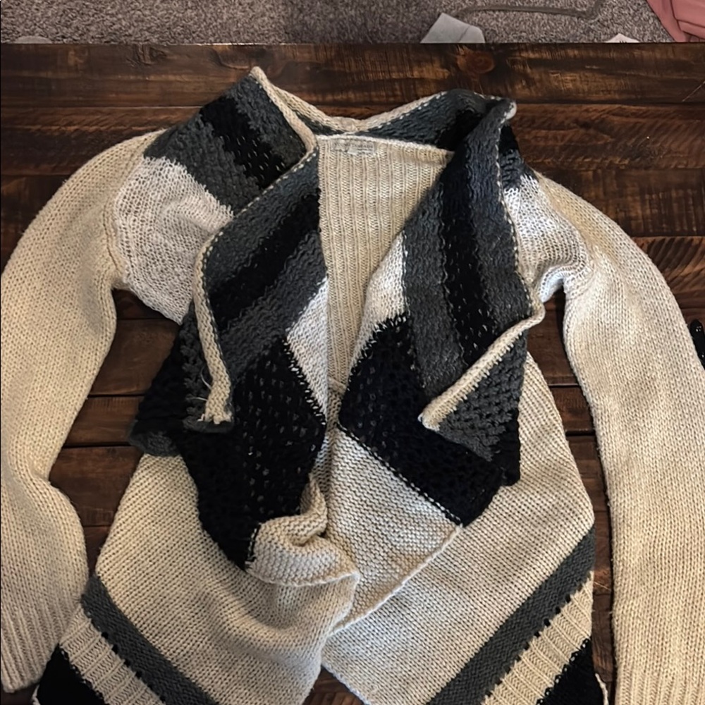 Elegant Cream and Black Women's Cardigan
